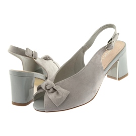 Sergio Leone Sandali in pelle scamosciata femminile con un fiocco grigio 801 4