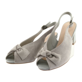 Sergio Leone Sandali in pelle scamosciata femminile con un fiocco grigio 801 3