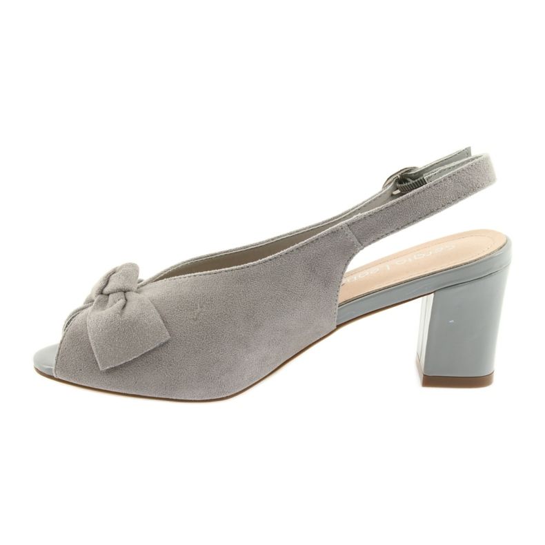 Sergio Leone Sandali in pelle scamosciata femminile con un fiocco grigio 801 2