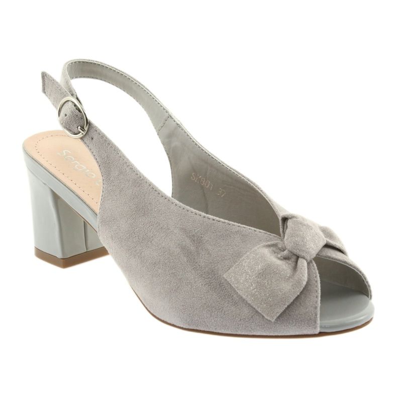 Sergio Leone Sandali in pelle scamosciata femminile con un fiocco grigio 801 1