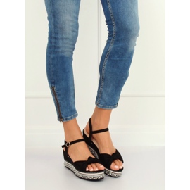 Sandali neri con zeppa B126 Black nero 2