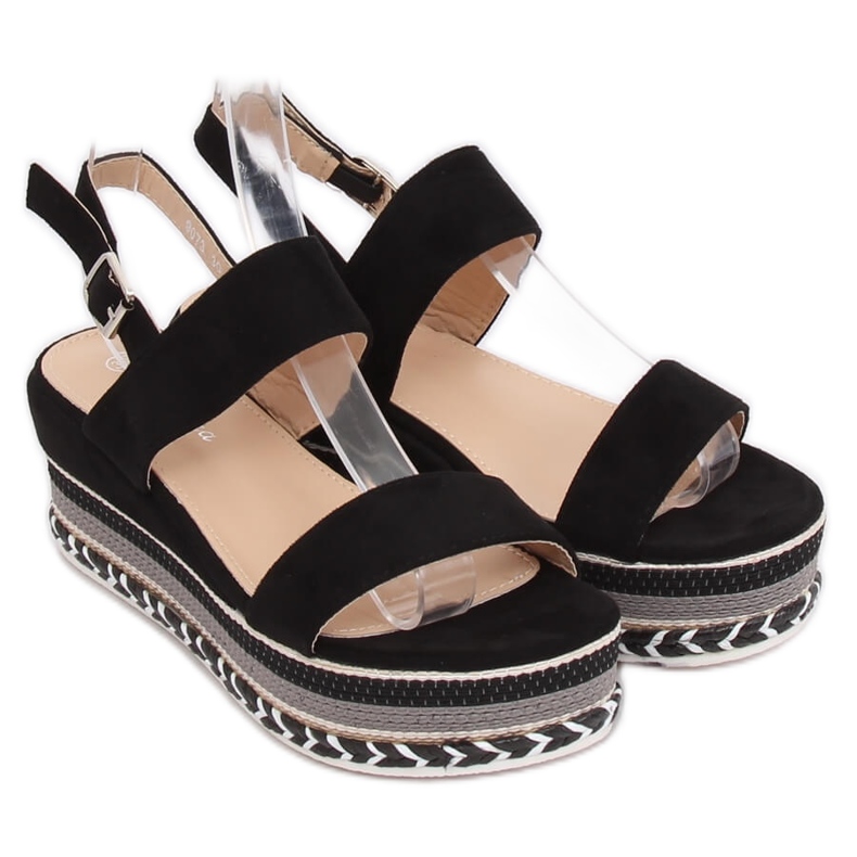 Sandali con suola alta nero 9073 Nero 2