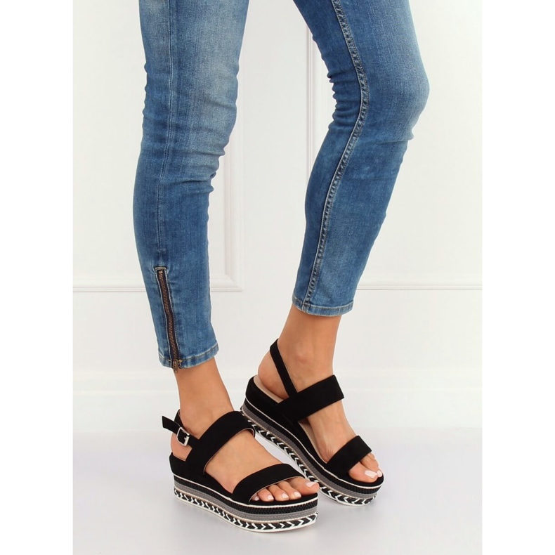 Sandali con suola alta nero 9073 Nero 1