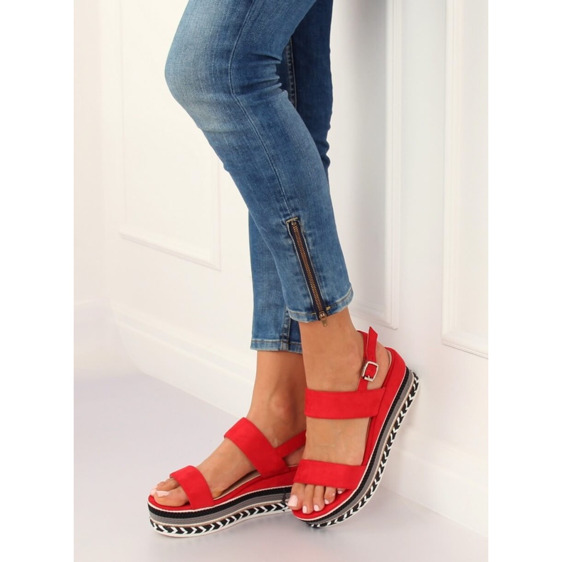 Sandali con suola alta rosso 9073 Rosso 1