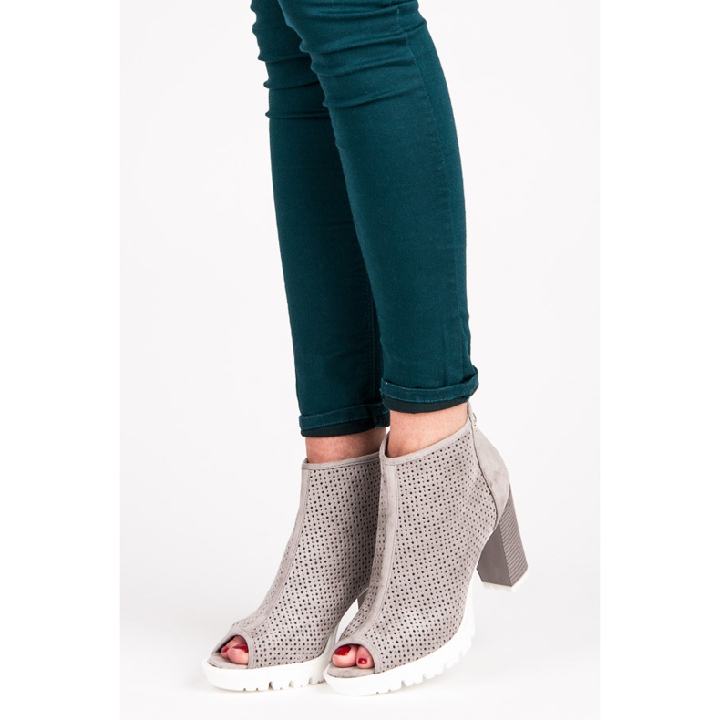Vices Stivali open toe traforati grigio 1