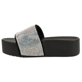 Marquiz Pantofole alla moda sulla piattaforma nero grigio 1