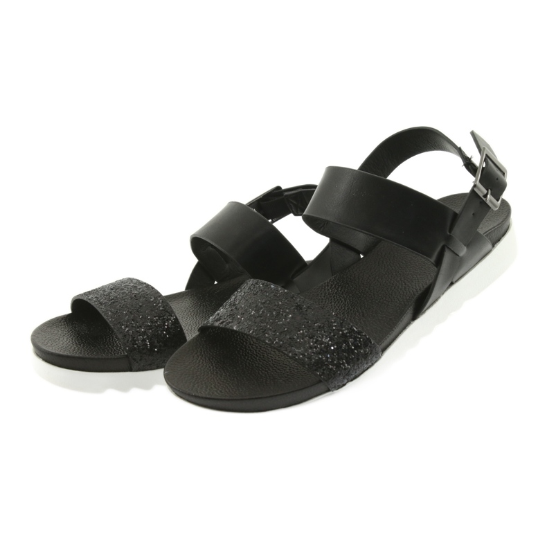 Comodi sandali Filippo 685 neri con glitter nero 3