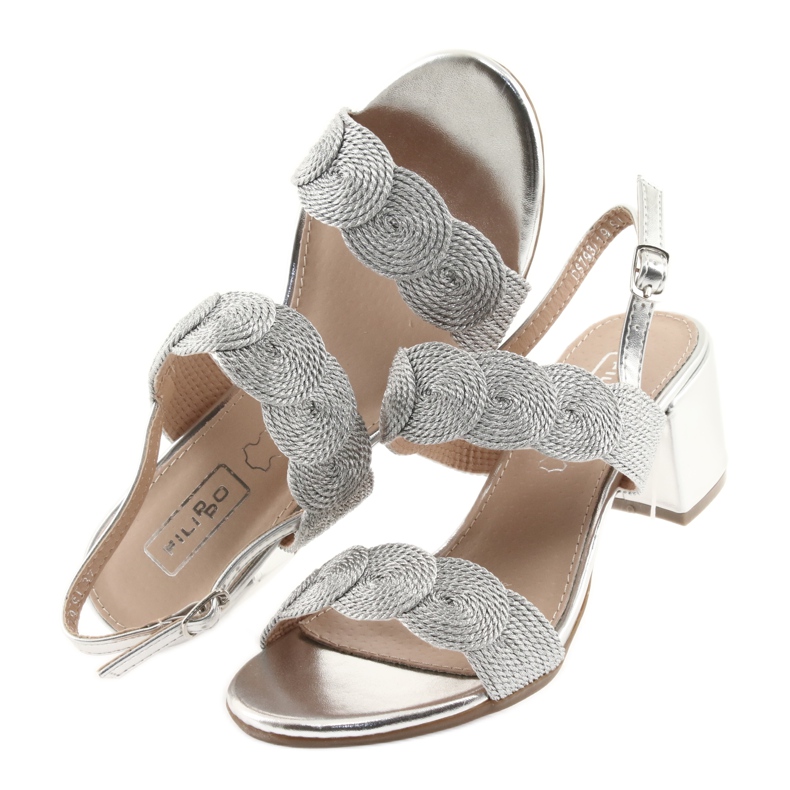 Sandali cordino argento soutache Filippo 793 grigio 5