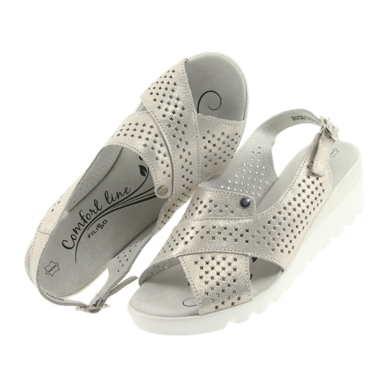 Sandali da donna dorati sulla zeppa Filippo 729 d'oro 4