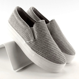 Slip-on in materiale a coste T225P Argento grigio 1