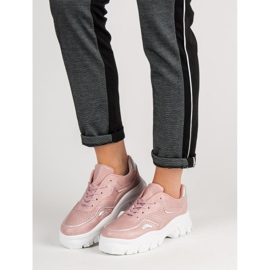 Sneakers rosa con effetto olografico 2