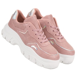 Sneakers rosa con effetto olografico 1