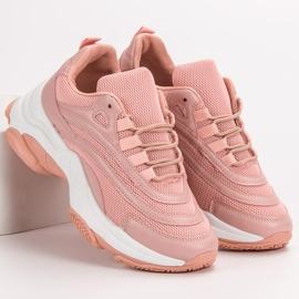 Scarpe sportive stringate rosa 1