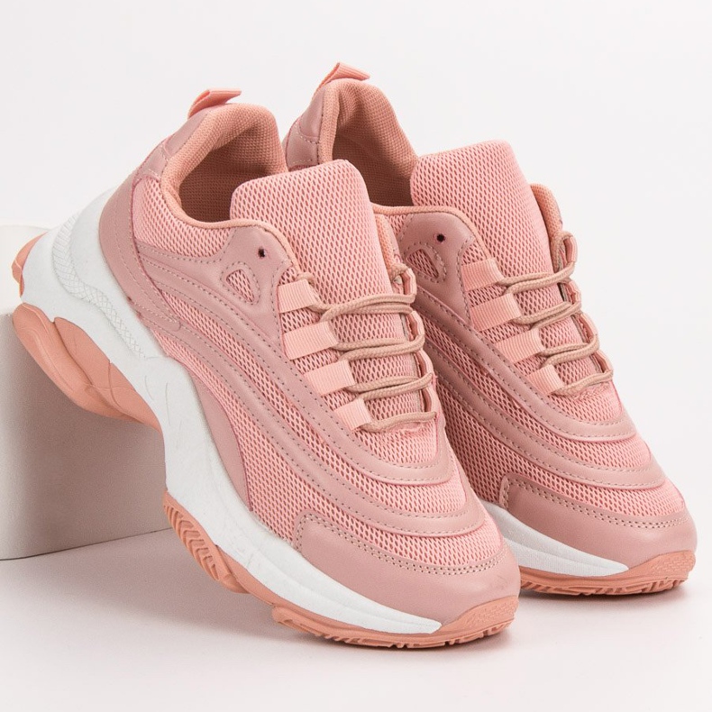 Scarpe sportive stringate rosa 1