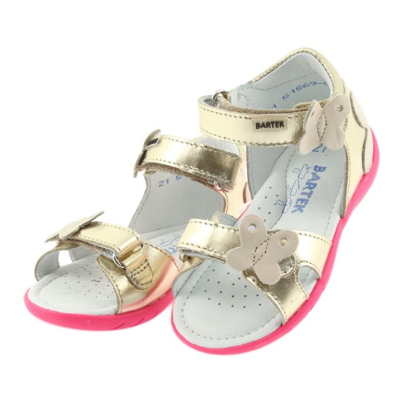 Bartek Sandali in pelle in pelle con una farfalla 51569 Zlotys d'oro 3