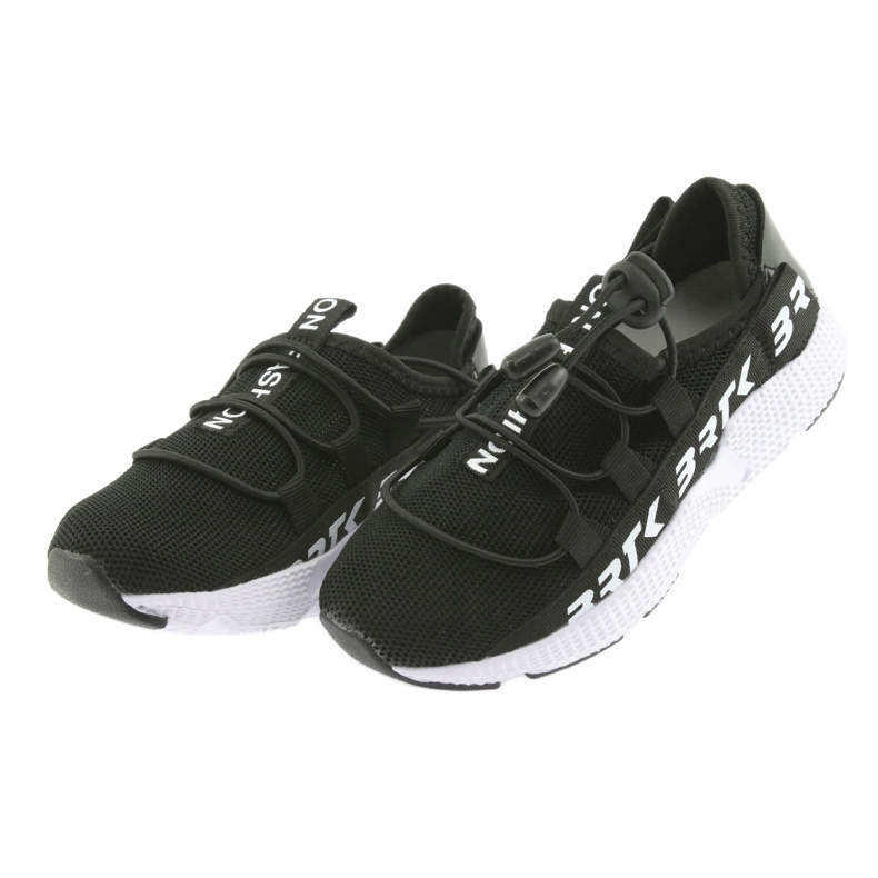 Scarpe sportive nere Bartek 55109 sottopiede in pelle bianca nero 3