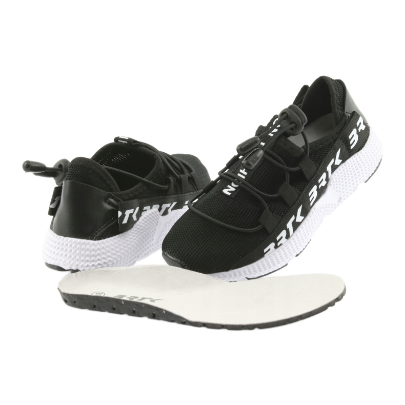 Scarpe sportive nere Bartek 55109 sottopiede in pelle bianco nero 4