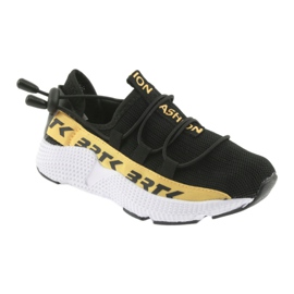 Scarpe sportive nere Bartek 55109 sottopiede in pelle nero giallo 1