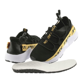 Scarpe sportive nere Bartek 55109 sottopiede in pelle nero giallo 4