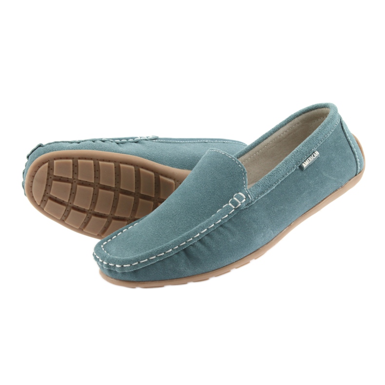 American Club Mocassini da donna, pelle blu denim 5