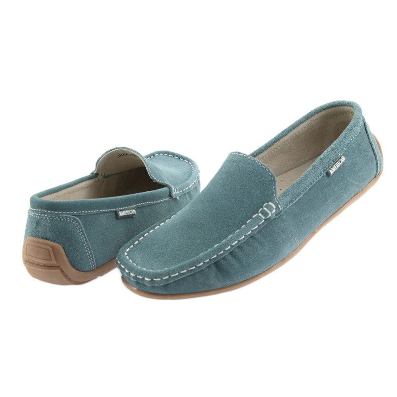 American Club Mocassini da donna, pelle blu denim 4