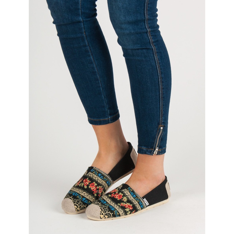 Lady Fashion Slip On Boho Sneakers nero multicolore 1