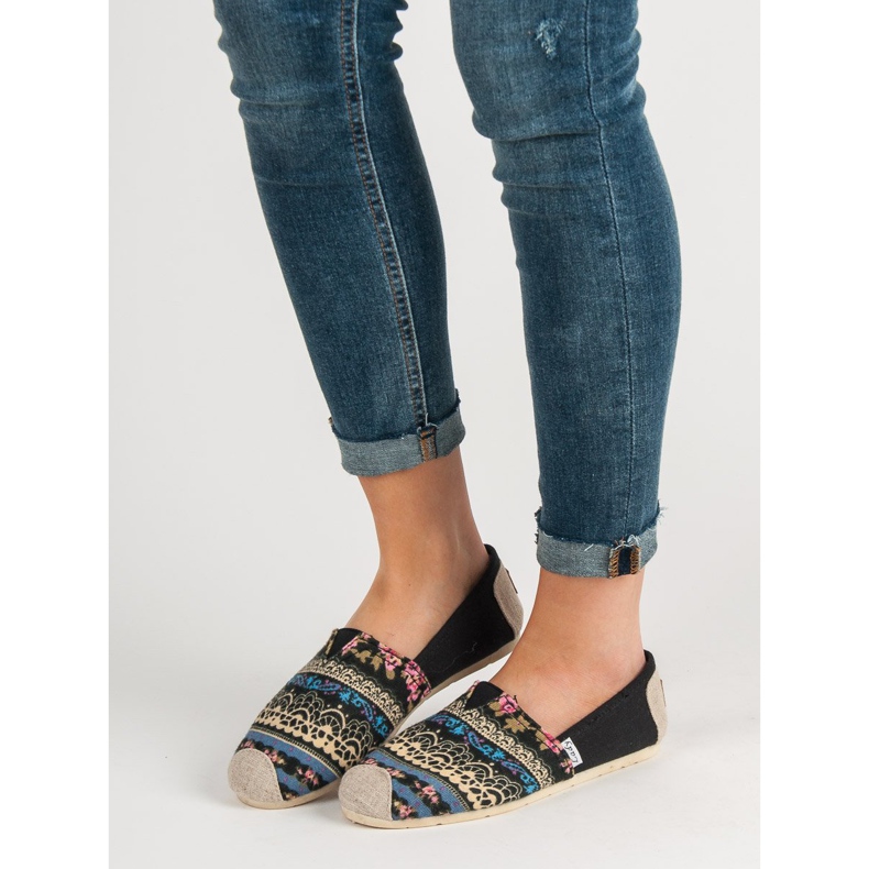 Lady Fashion Slip On Boho Sneakers nero multicolore 1
