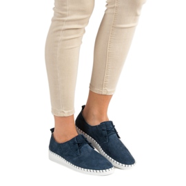 Scarpe in pelle traforata blu 1