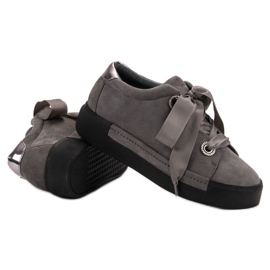 Belle Women Scarpe sportive in pelle scamosciata grigio 1