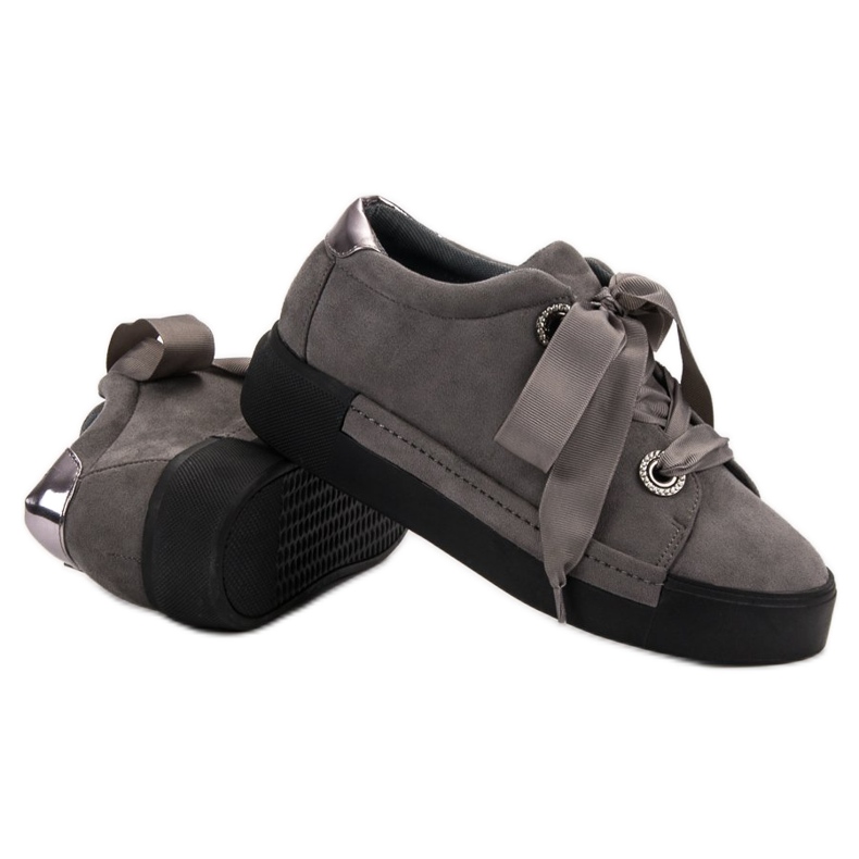 Belle Women Scarpe sportive in pelle scamosciata grigio 1