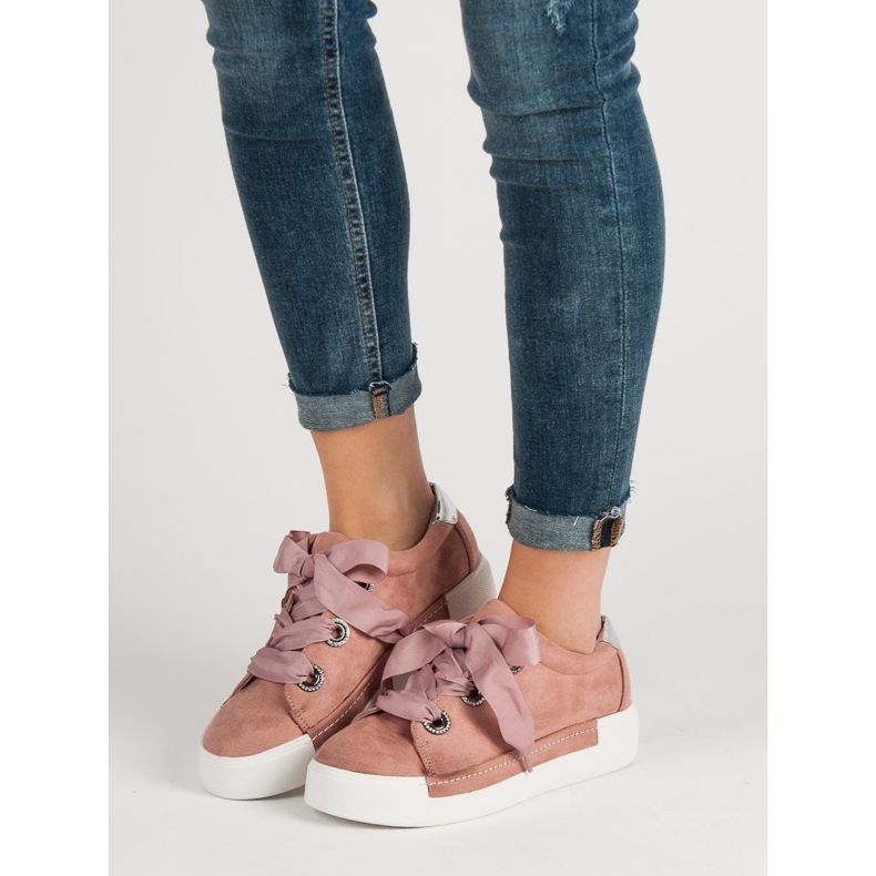Belle Women Scarpe sportive in pelle scamosciata rosa 1