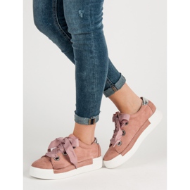 Belle Women Scarpe sportive in pelle scamosciata rosa 2