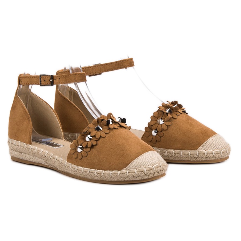 Best Shoes Espadrillas Cammello Con Fiori marrone 1