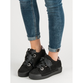Belle Women Scarpe sportive in pelle scamosciata nero 2