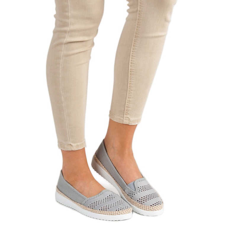 SHELOVET Espadrillas in tessuto grigio 1