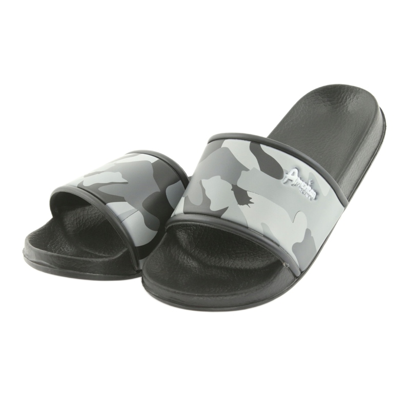 Pantofole camo profilate grigie American Club nero grigio 4