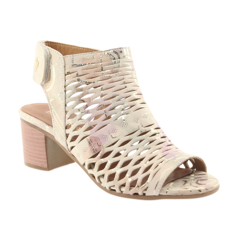 Sandali con tomaia Badura 4723 marrone giallo rosa 1