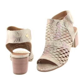 Sandali con tomaia Badura 4723 marrone giallo rosa 4