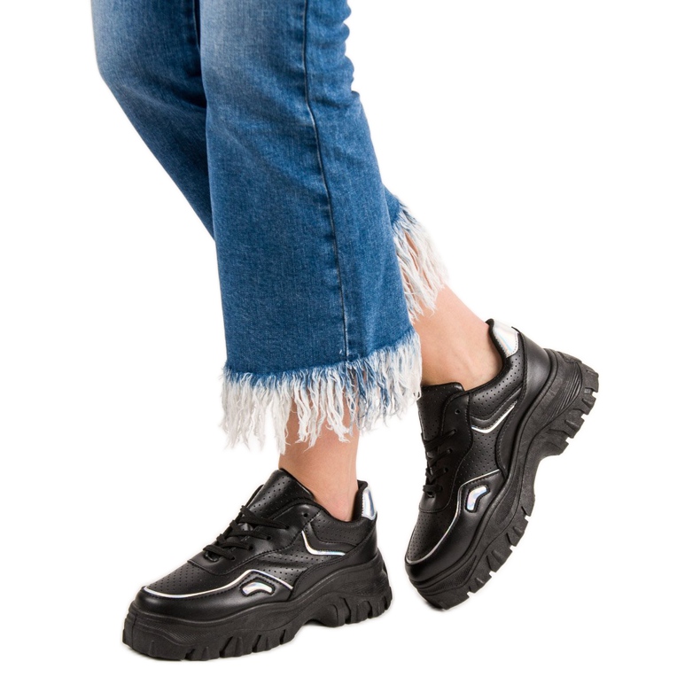 SHELOVET Sneakers Nere Con Effetto Holo nero 2