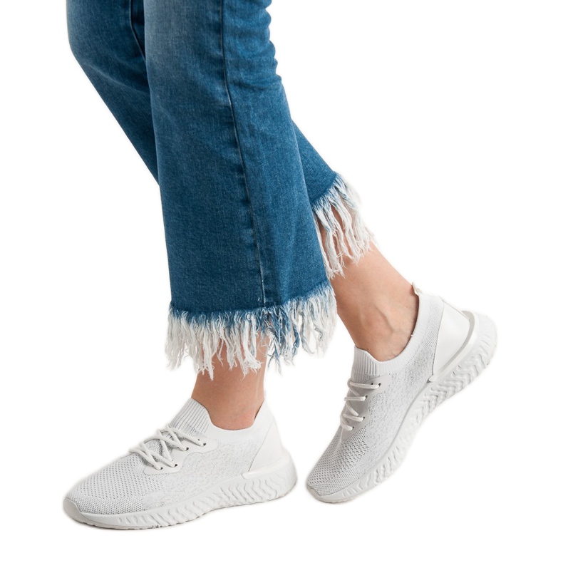 SHELOVET Scarpe sportive in tessuto bianca 2