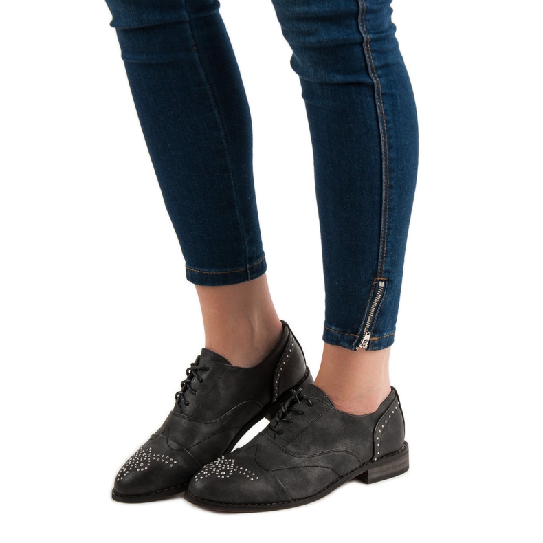 Primavera Scarpe Brogue Con Strass grigio 2