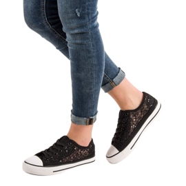 SHELOVET Scarpe da ginnastica in pizzo nero 2
