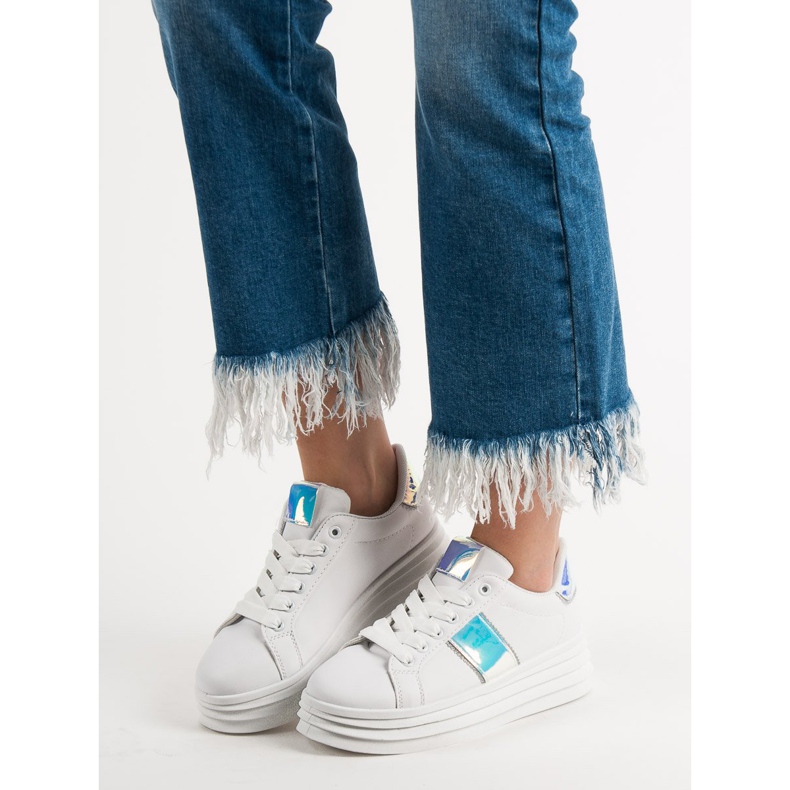 SHELOVET Scarpe bianche sulla piattaforma bianco 2