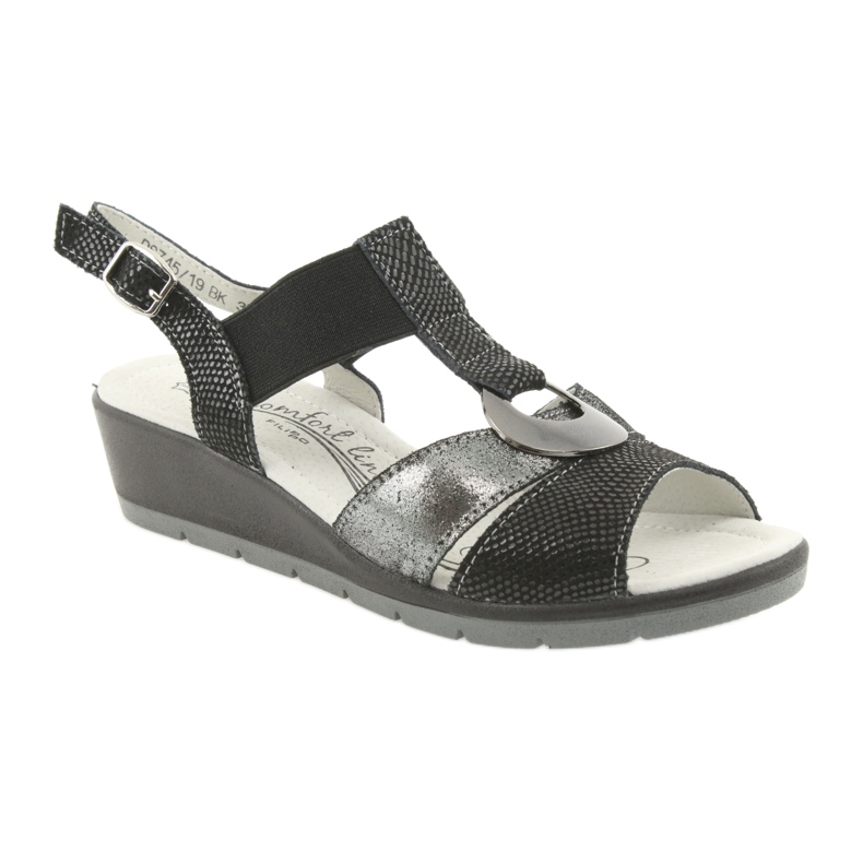 Filippo Comodi sandali con zeppa in pelle nero grigio 1