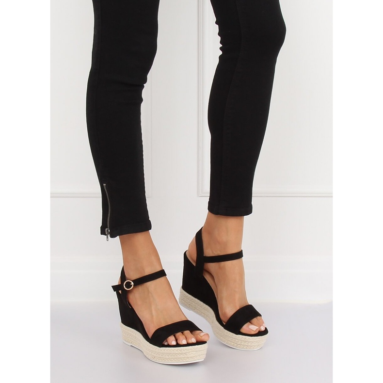 Sandali neri con zeppa JS-2952 Black nero 1
