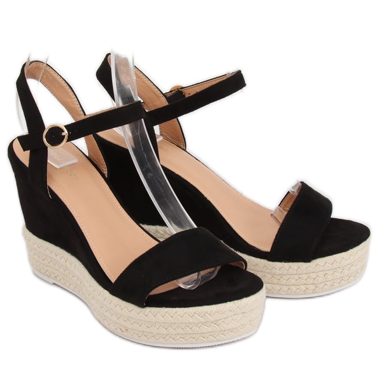 Sandali neri con zeppa JS-2952 Black nero 2