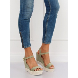 Sandali verdi con zeppa JS-2952 DK.GREEN verde 1
