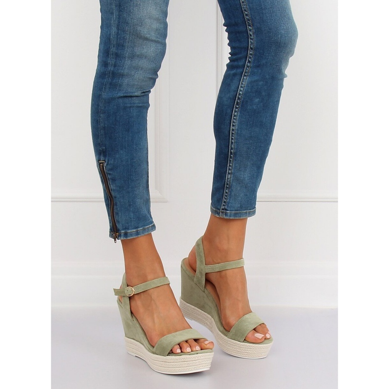 Sandali verdi con zeppa JS-2952 DK.GREEN verde 1