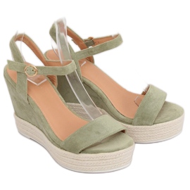 Sandali verdi con zeppa JS-2952 DK.GREEN verde 2