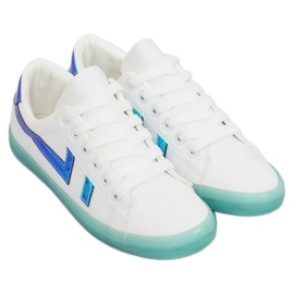 Sneakers da donna bianche e verdi B0-08 WHITE / L.GREEN bianca verde 1